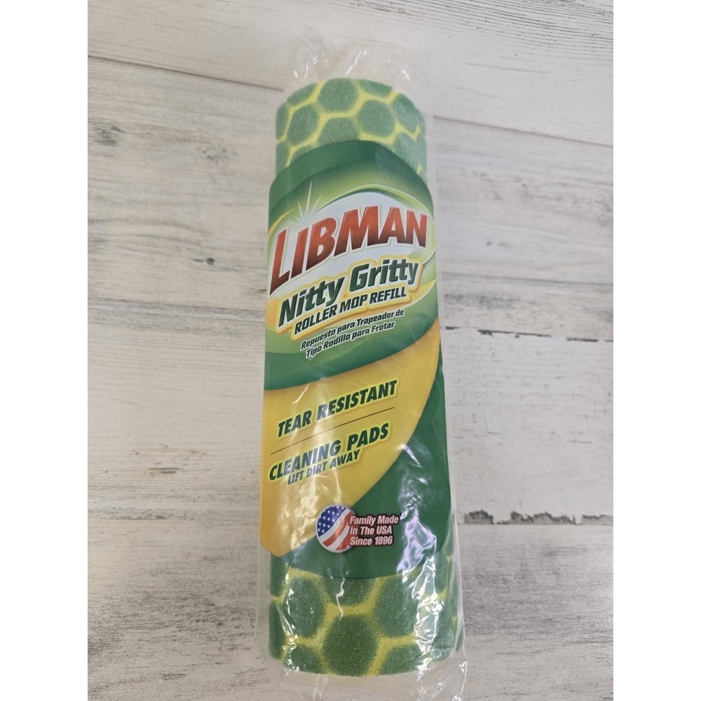 Libman Nitty Gritty Roller Mop Refill 02011 Green Yellow Tear Resistant Sponge
